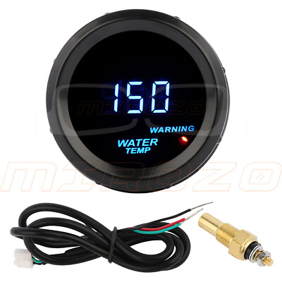 #ad MIROZO Car Black 2quot; 52mm Blue Digital LED Electronic Water Temp Gauge Sensor $12.89