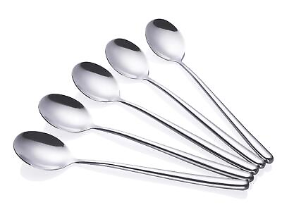 #ad Korean long Handled soup spoon Pack of 5Bar Spoons LongSilverSet of 5 $20.03