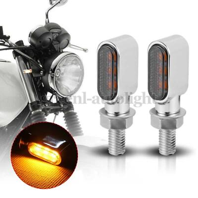 #ad 2Pcs Motorcycle LED Turn Signal Mini Blinker Light Amber Chrome Indicator Lamp $13.78