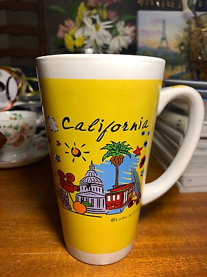 #ad California Coffee Tea Tall Mug Luke A Tuke Rare Hearts Yellow $27.95