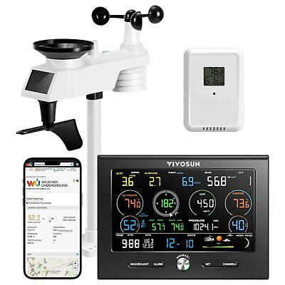 #ad VIVOSUN 18 in 1 Wi Fi Wireless Weather Station 24 48H Forecast w 7.6quot; Display $170.99