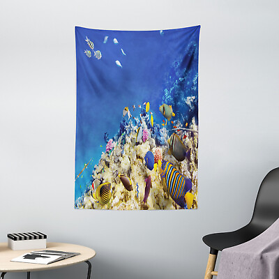 #ad Underwater Tapestry Caribbean Seascape Print Wall Hanging Decor $32.99