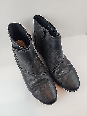 #ad Clarks Cloudsteppers Booties Womens 10 Distressed Black Ankle Side Zip Cushion $16.99