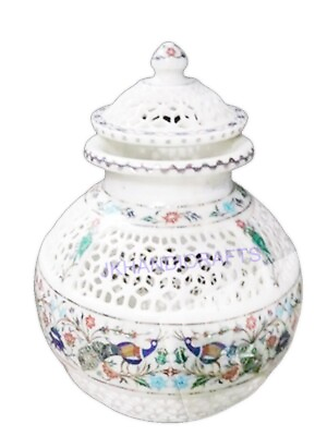 #ad Marble Flower Vase Mutki Decorative Semi Precious Stone Inlay Home Decor Gift $790.00
