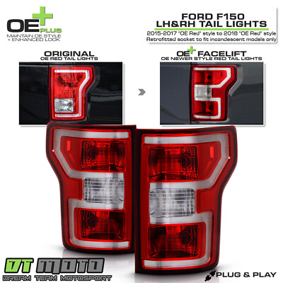 #ad UPGRADE Facelift Style OE 2018 to 2015 2017 Ford F150 Red Clear Tail Lights $89.96