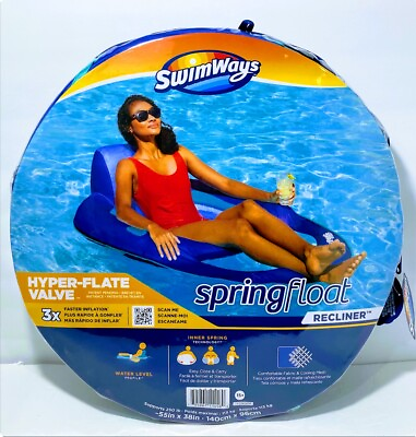 #ad SwimWays Spring Float Recliner Swim Lounger for Pool or Lake with Hyper Flate $24.65