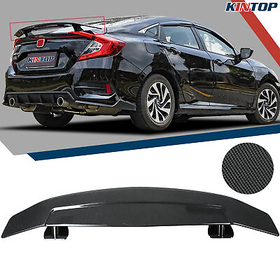 #ad 52.3quot; Universal Car Rear Trunk Spoiler Wing Carbon Fiber Sport Style W Adhesive $71.99