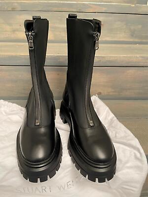 #ad New w bag Stuart Weitzman Black Leather Boots 5 US Size $89.99