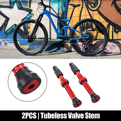 #ad 2 Pcs 60mm Bike Tubeless Valve Stem French Type Valve Aluminum Alloy Red $8.49