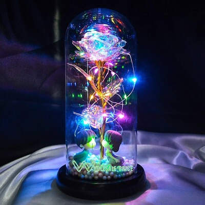 #ad Enchanted Crystal Flower Gift Galaxy Rose in Glass Dome Valentines Day Gift $22.09