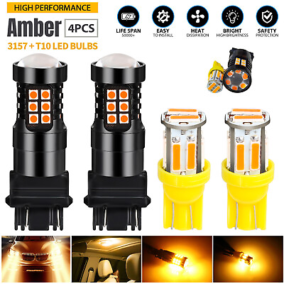 #ad 4PCS Amber LED Turn Signal Side Marker Lights For Chevy Silverado 1500 Tahoe $13.98