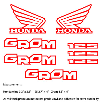 #ad Honda Grom Decals white w red background FREE SHIPPING $25.00