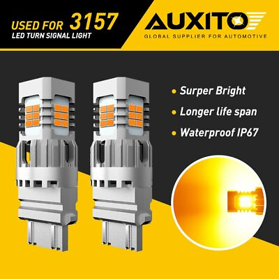#ad 2X AUXITO 3157 3156 24SMD Amber LED Turn Signal Indicator Light No Hyper Flash $17.99