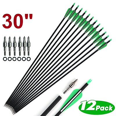 #ad 12 Pack 30 inch Carbon Arrows SP500 Archery Hunting For Compound amp; Recurve Bow $28.96