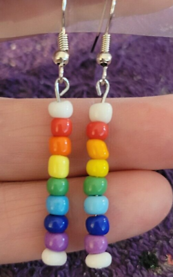 #ad Rainbow Drop Dangle Hook Earrings 1 Pair Over the Rainbow Very Unique $2.99