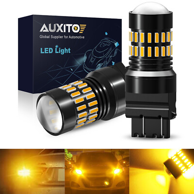 #ad AUXITO 4157 3156 3157 LED Turn Signal Light Bulbs CANBUS Anti Hyper Flash Amber $13.99