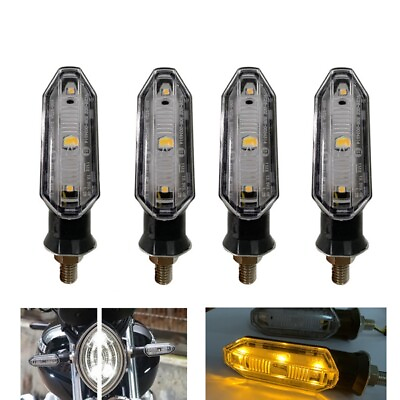 #ad 2X Universal Amber Motorcycle Fork Turn Signal Indicator Blinker Light Strip UK C $32.90