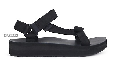 #ad Teva Midform Universal Leather Black Sandals Womens Size 7 *NIB* $57.95