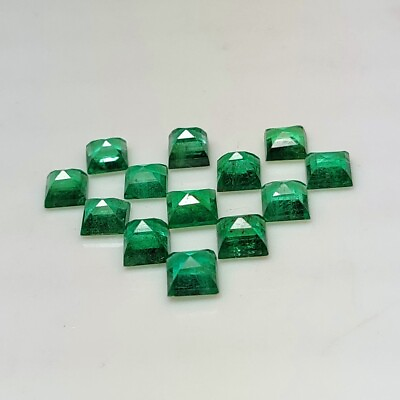 #ad 6.00 CT Natural 13 Emerald VS 2 Square Set Good Luster Green Zambian 2902 $272.99