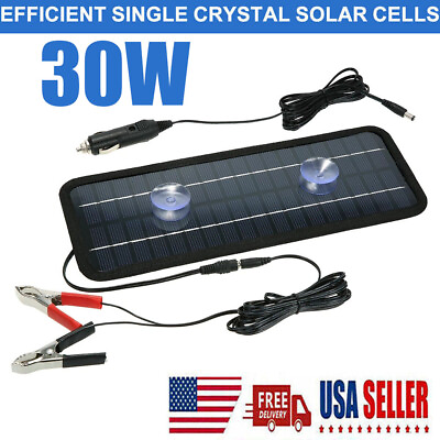 #ad 30W Solar Panel 12V Trickle Charger Battery Charger Kit Maintainer Boat Car RV $12.89