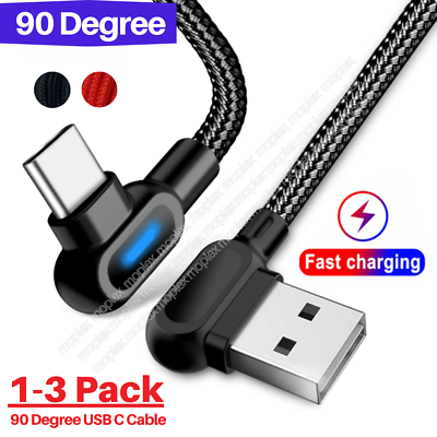 #ad 90 Degree Right Angle USB C Fast Charger Cable Type C 3 6FT Cord Lot For Samsung $9.77