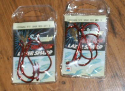 #ad 2 Packs of Eagle Claw Lazer Sharp Saltwater Hooks 9 0. Red. 5 pack $1.59