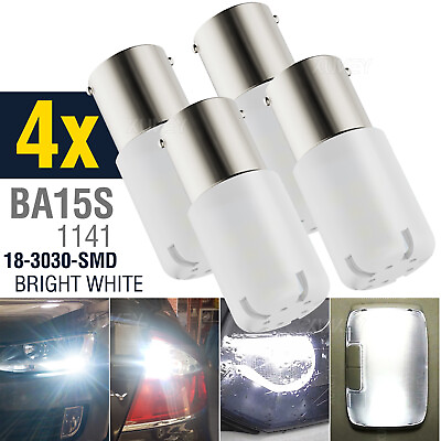 #ad 4x Bright Pure White 1156 RV Trailer 18 SMD Car LED 1141 Interior Light Bulbs $12.89