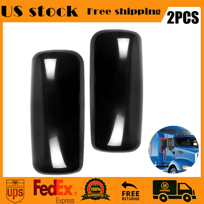 #ad LHRH Side Pair Door Mirrors Cover Black For 08 16 Kenworth T660 T600 T370 T170 $37.99