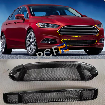 #ad For Ford Fusion 2013 2016 Real Carbon Mustang style Front Kidney Grille Grill $336.52