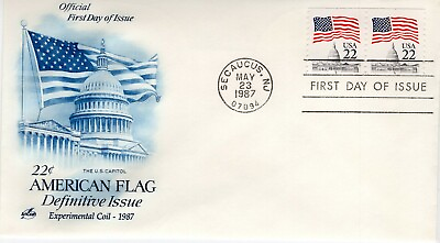#ad USPS FDC #2115c 22c Flag Over Capitol Test Coil Stamp Pair Artcraft ST2039 $3.55