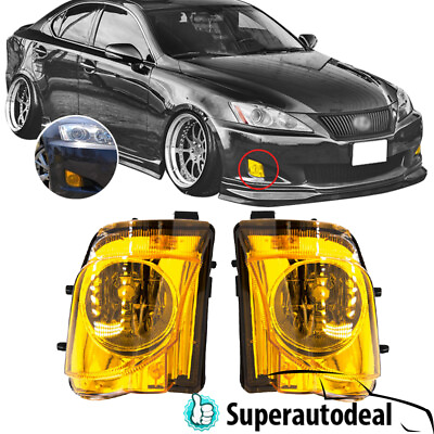 #ad Fits 2006 2010 LEXUS IS250 IS350 Front Bumper Yellow Lens Fog Lights Replacement $28.87