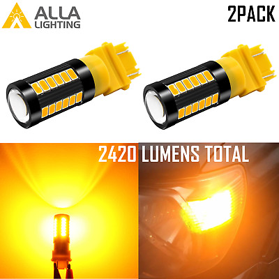 #ad Alla Lighting 33 LED 3157 Amber Yellow Turn Signal Light Bulb Bright Blinker $19.98