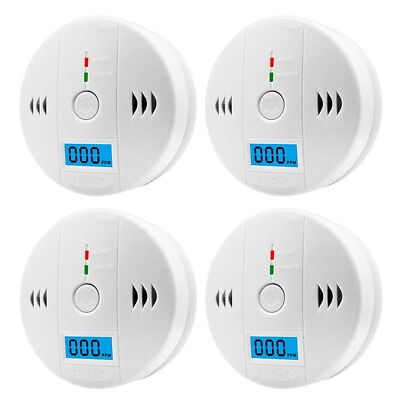 4 Pack CO Detector Carbon Monoxide Gas Detection Alarm LCD Digital Display $29.99