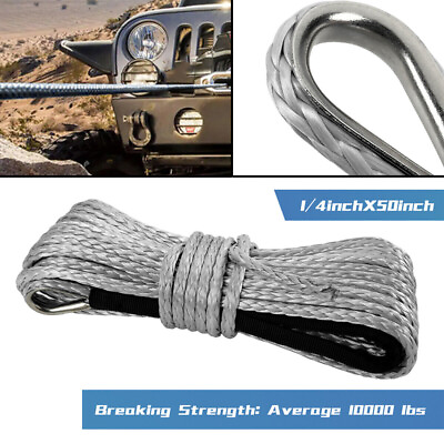 #ad 1 4quot;x50#x27; Synthetic Winch Rope Line 10000LBS Recovery Cable 4WD ATV UTV w Sheath $13.95