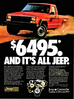 #ad 1987 JEEP COMANCHE Red Pickup Truck Vintage Print Photo AD w original price $10.99