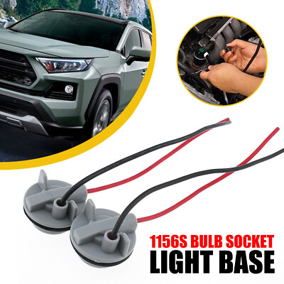 #ad 2x 1156 180° BA15s P21W For Brake Turn Signal Light Pre wire Bulbs Female Socket $10.49
