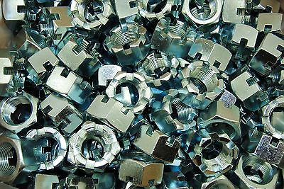 #ad 15 Slotted Hex Castle Nuts 1quot; 14 Fine Thread Zinc Plated 1 14 $55.99