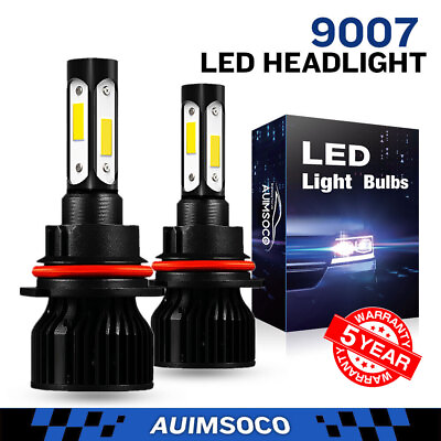#ad Pair 4 Side 9007 LED Headlight Bulbs Kit HB5 Hi Low Dual Beam 6500K Super White $26.99