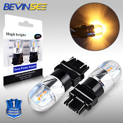 #ad 3157 3000K Parking Light Bulbs For Ford F150 2004 2014 F 150 LED Yellow Lamp Kit $9.09