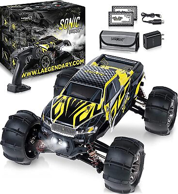 #ad Laegendary Sonic 4x4 RC Car 1:16 Brushless Motor Up to 37 Mph Black Yellow $55.21