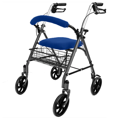 #ad Top Glides Universal Soft Rollator Walker Seat and Backrest Blue Covers NEW $21.99
