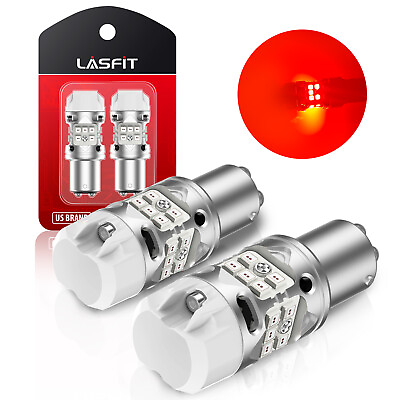 #ad LASFIT Red 1157 CANBUS Error Free LED Turn Signal Tail Stop Brake Light Bulbs $59.99