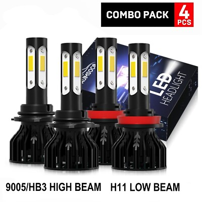 #ad For 2011 2013 Dodge Durango 4PC 4SIDE Combo LED Headlight Light Bulbs Kits 6000K $69.99