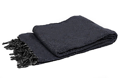 #ad Mexican Yoga Blanket Grey Black Bolster Prop Thick amp; Soft Handmade Serape Throw $19.95