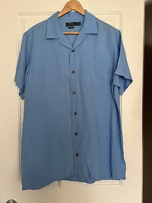 #ad Polo Ralph Lauren Linen Blend Shirt Blue Men’s Large $26.00