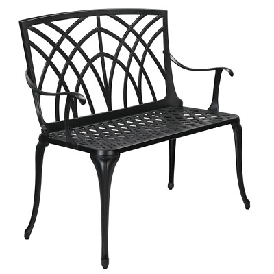 #ad 38in Outdoor Orchid Back Aluminum Bench Black $139.38
