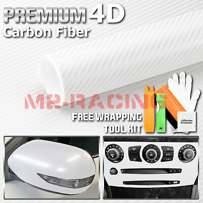 #ad 4FTx5FT 4D Gloss White Carbon Fiber Vinyl Wrap Sticker Bubble Free Air Release $32.00