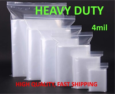 HEAVY DUTY 4 Mil Clear Zip Seal Bags Reclosable Top Lock Plastic Jewelry 4Mil $250.08