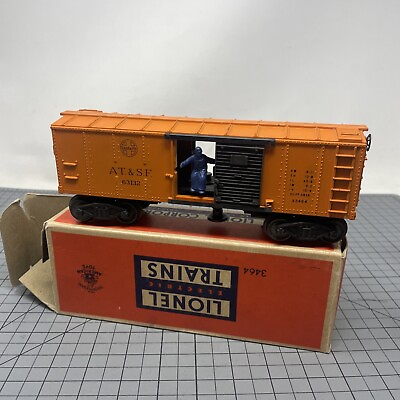 #ad #ad Lionel Postwar Operating Box Car ATamp;SF 63132 Santa Fe Orange X3464 Original Box $42.49