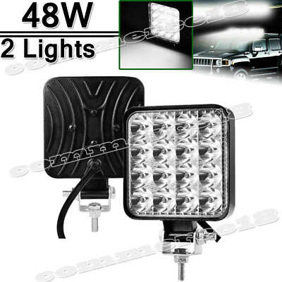 #ad 2x 48W LED Work Light Truck OffRoad Tractor Flood Lights 12V 24V Square 4 Inch $17.99